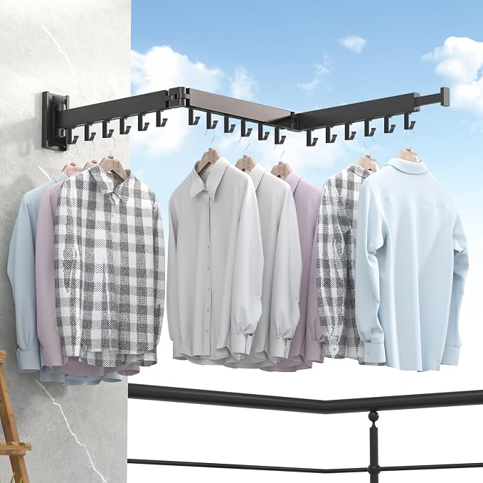 ZdwCyl Clothes Drying Rack Wall Mounted, Laundry Rack Wall Wount, Drying Rack - Image 3