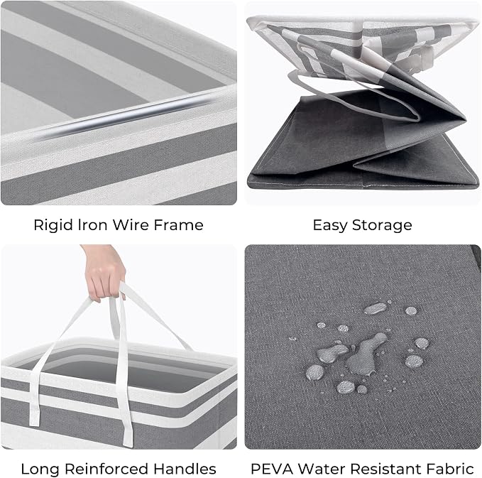 HomeHacks 3-Pack Large Laundry Basket, 75L Each Waterproof, Freestanding - Image 2
