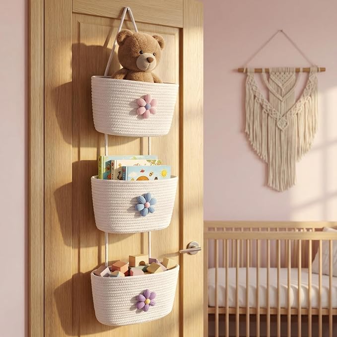 Hanging Basket, Over Door Organizer, 3 -Tier Wall Basket - Image 4