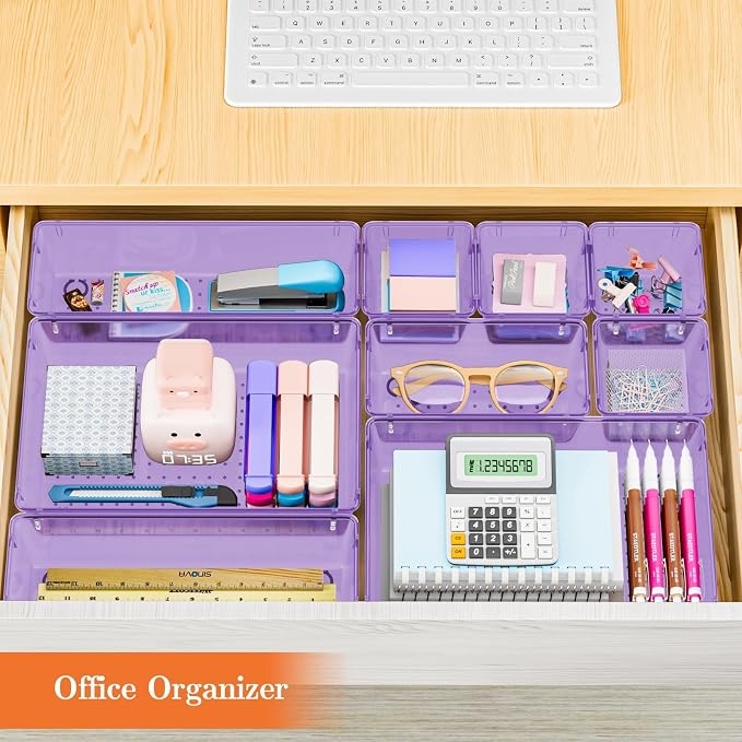 SpaceHacks 25 PCS Plastic Drawer Organizer, 4-Size Versatile Organizer Trays & - Image 7