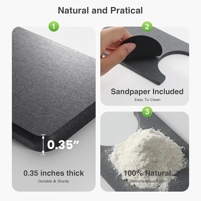Premium Stone Faucet Mat for Kitchen Sink, 15.8" x 4" Dark Gray | Quick Drying - Image 3
