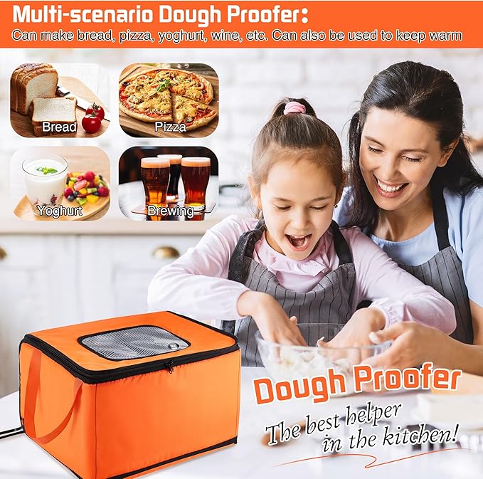 Proofing Box with Heater, Bread Proofing Box with 41℉-122℉ Temperature and Timer Controller, Collapsible Zippered Temperature Proofer for Bread, Pizza and Yoghurt Making
