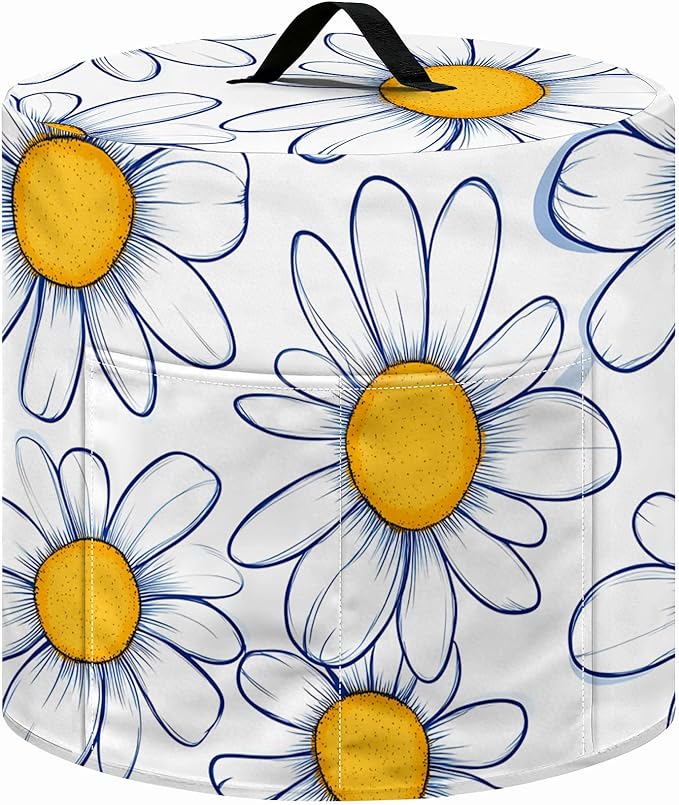 Kitchen Appliance Accessories Dust Cover for 3-6-8 Quart Instant Pot, Pressure Cooker, Air Fryer & Crock Pot,Decorative Appliance Cloth Cover with Top Handle & Storage Pockets (Daisy, 3 Quart)