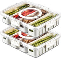 MineSign 2Pack Divided Snackle Box with Lids Stackable Food Serving Tray for Fruit&Veggie Plastic Fridge Storage Container for Pantry Freezer Clear Snack Box for Meal Prep Candy Nuts Spice