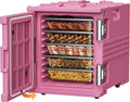 Pink 82QT Non-Electric Hot Box Food Warmer with Wheels, 304 Stainless Steel Latch, Insulated Food Carrier for 5 Full-Size Pans(NOT Included), Food Warmer Box Hot Boxes for Catering