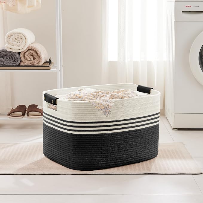 86L Large Woven Laundry Basket Hamper - Image 3