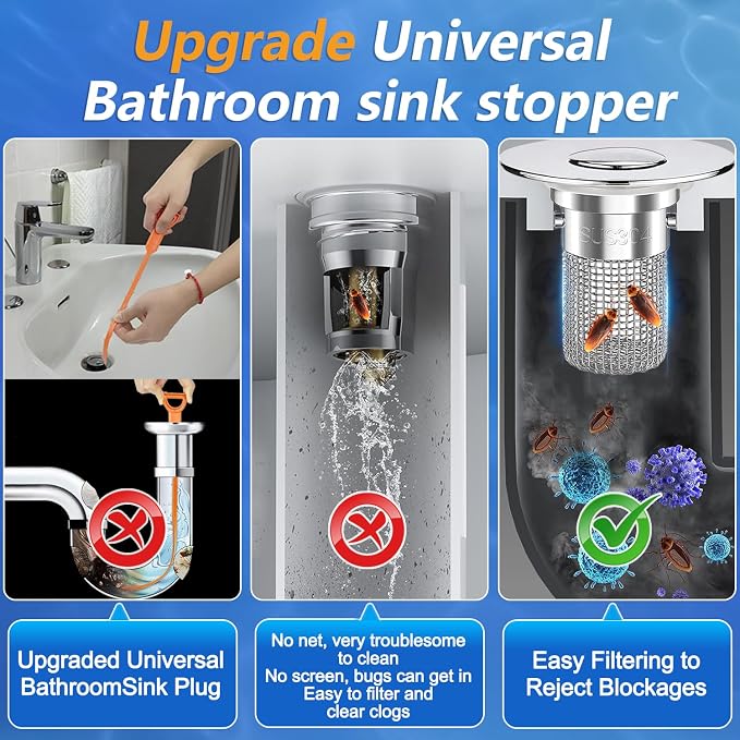 Sink Stopper Hair Catcher, Pop-up Sink Drain Strainer - Image 3