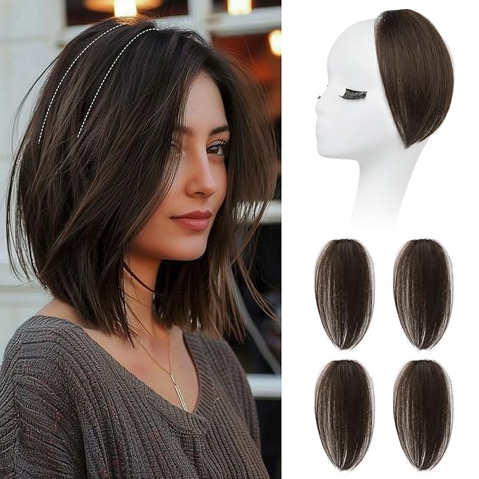 REECHO Clip in Hair Volumizer, Short Thick Clip in Hairpieces Adding Extra Hair Volume Extensions for Women with Thin Fine (Chocolate Brown, 8 Inch(Pack of 4))