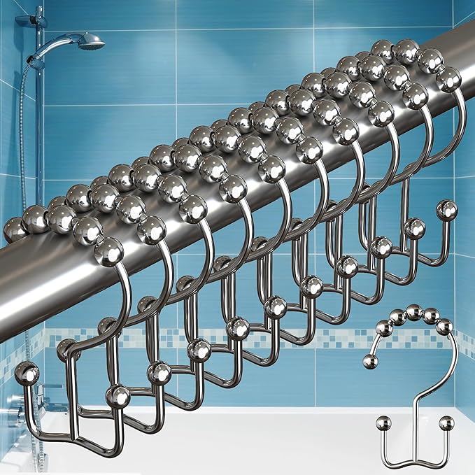 BigFoot Shower Curtain Hooks, Stainless Steel, Rust-Resistant, Easy Install | by BigFoot