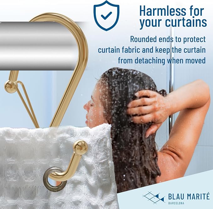 12 Decorative Metal Shower Curtain Hooks, S-Shaped Hooks - Image 4