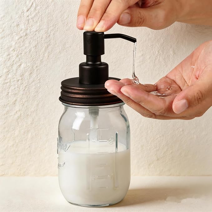Amolliar Mason Jar Liquid Soap Dispenser, Lotion Dispenser | Rustproof - Image 3