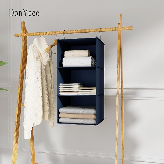 Hanging Closet Organizer 3-Shelf, Oxford Fabric Wardrobe Storage, shoes & - Image 2