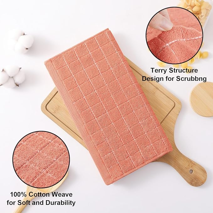 Homaxy 100% Cotton Terry Kitchen Dish Cloths, 6 Pack - Image 2