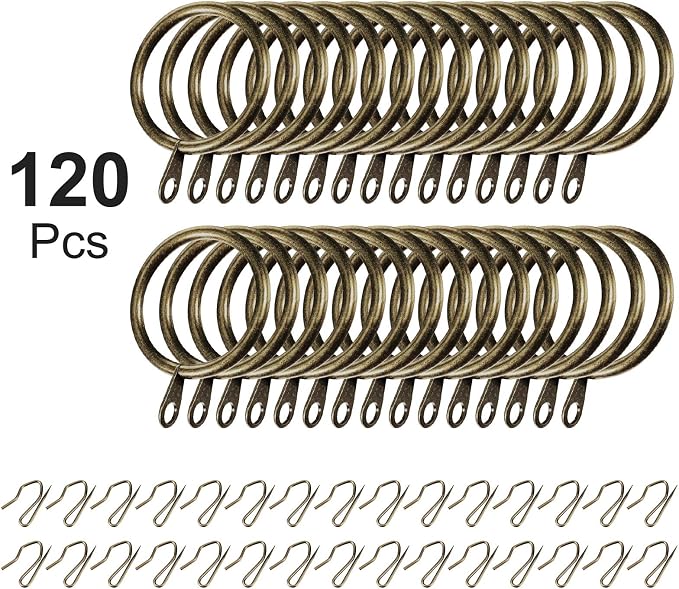 Hotop 60 Pcs 1.26 Inch Curtain Ring and 60 Pcs Pin Hook, Oil-Rubbed Bronze | - Image 3