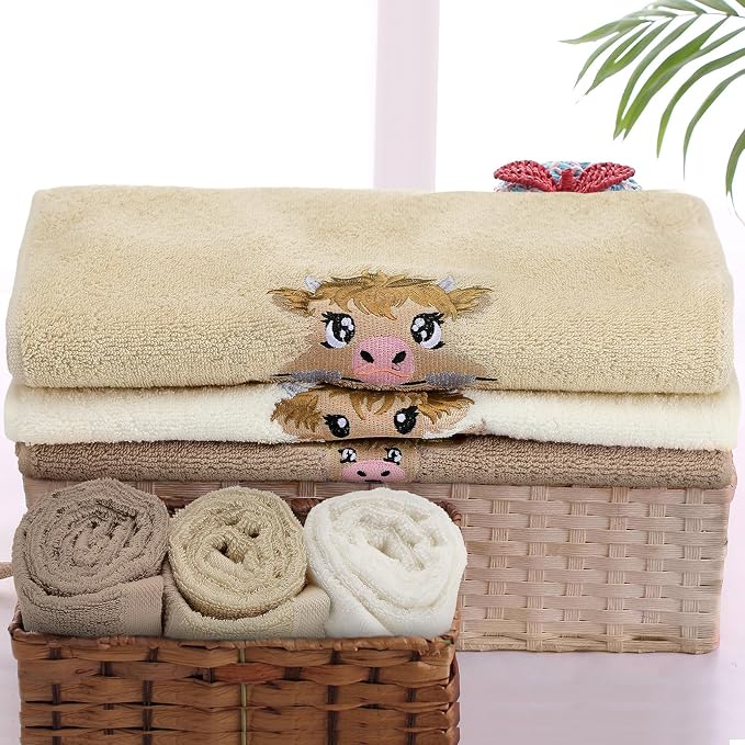 FuWeave 3 Pcs Mini Highland Cow Baby Hand Towels - Image 5