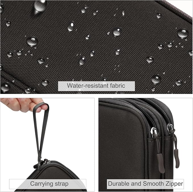 FYY Electronic Organizer, Travel Tech Pouch Bag, Coffee | Wrist Strap, - Image 4