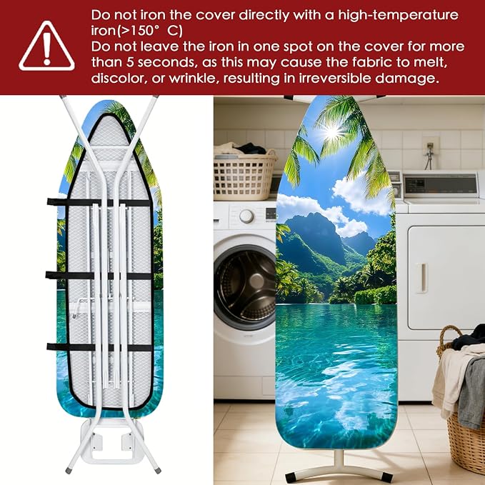 Nuxovilar Tropical Palm Cotton Ironing Board Cover 15x54 Fabric - Image 6