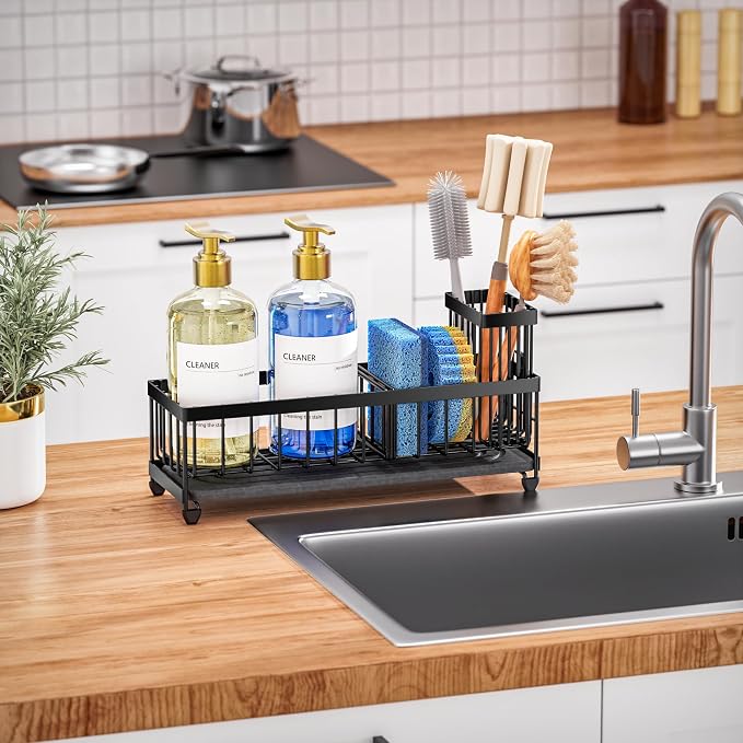 Cisily 10.62'' Sponge Holder for Kitchen Sink, Sink Caddy Organizer - Image 7