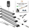 LED Under Counter Lights for Kitchen Touch Under Cabinet Lighting Built-in Adjustable Cable No MESSY Wires! 4 Pcs Cabinet light 3000K 1800Lm Super Bright Good for Garage Pantry Closet Timer Smart Plug