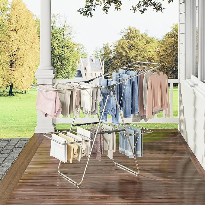 Large Stainless Steel Clothes Drying Rack, Generous Drying Area | Foldable - Image 6