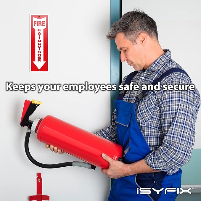 iSYFIX Fire Extinguisher Sign – 2 Pack 4x12 Inch – 100% Rust Free .040 Aluminum Signs, Laminated for Ultimate UV, Weather, Scratch, Water and Fade Resistance, Indoor and Outdoor