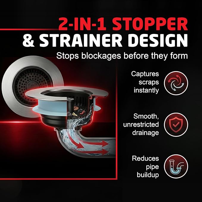 SinkShroom Kitchen Sink Drain Strainer, 2-in-1 Pop-Up Sink Stopper & Strainer - Image 10