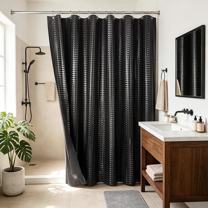 Barossa Design Black Shower Curtain Liner 72" x 72" - Image 7