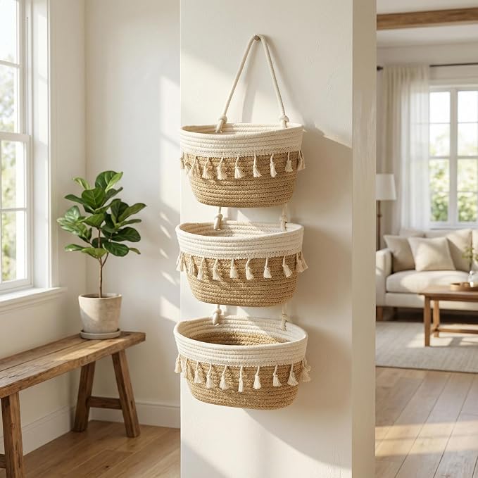 Hanging Basket, Over Door Organizer, 3 -Tier Wall Basket - Image 6