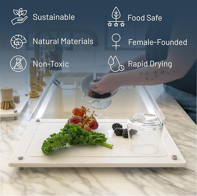 White Stone Dish Drying Mat for Kitchen Counter - Image 4