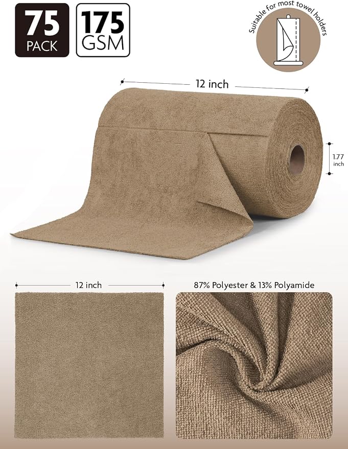 Fantasticlean Microfiber Cleaning Cloth Roll- 75 Sheets, Tear-away Microfiber - Image 7