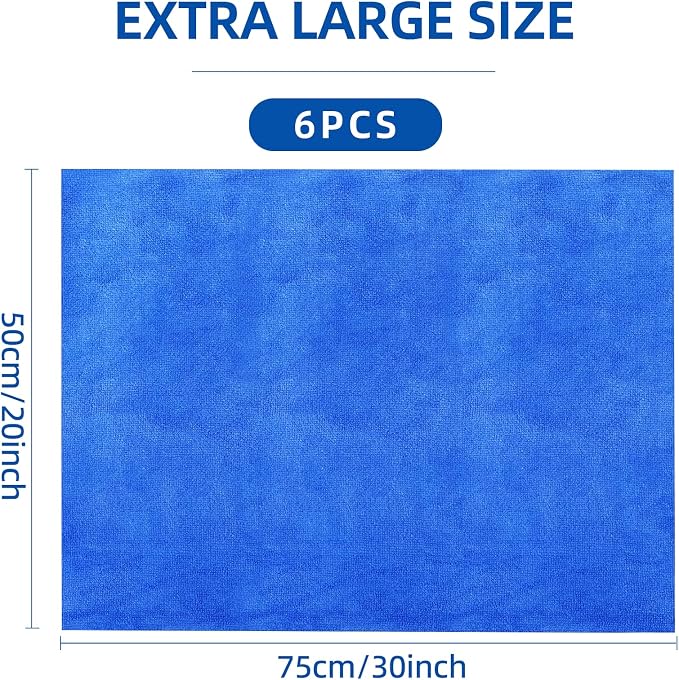 6 Pack Microfiber Cleaning Cloths Extra Large 30" x 20", XL Rags Washable - Image 2