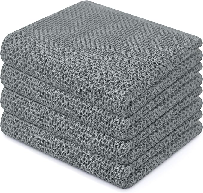 Homaxy 100% Cotton Waffle Weave Kitchen Dish Towels 4-Pack, Ultra Soft by Homaxy