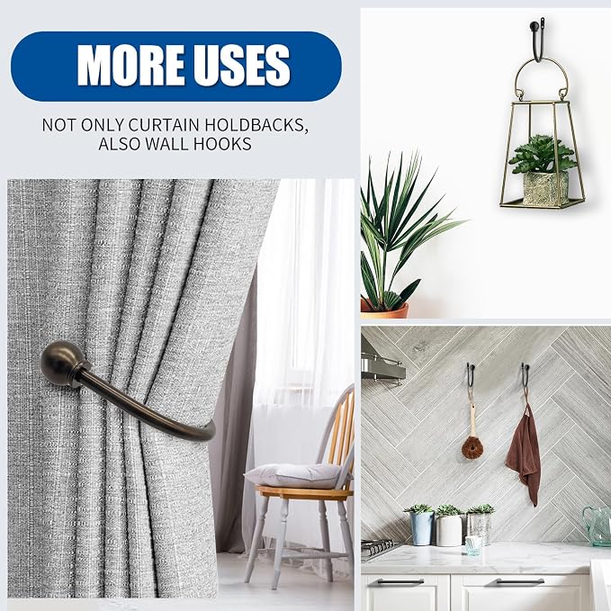 ARNORX Curtain Holdbacks, Decorative French Ball End, Curtain Drapery Holdbacks - Image 5