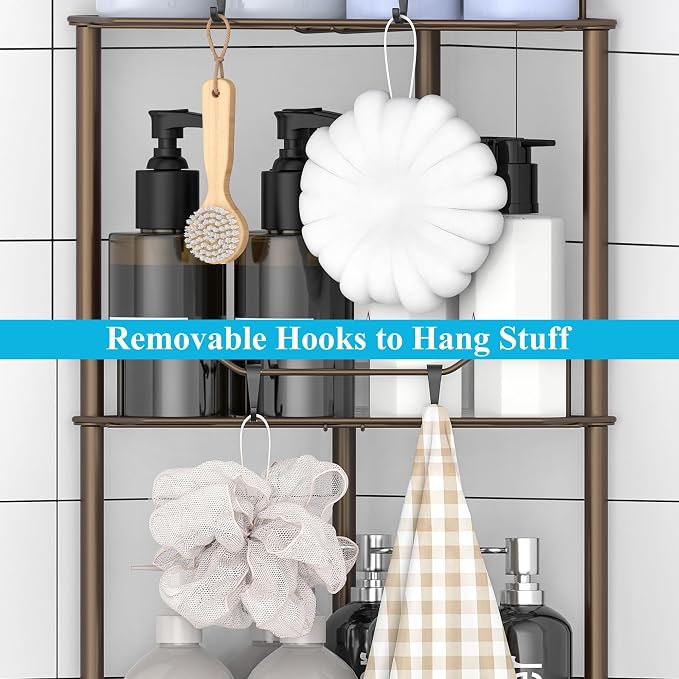 HuggieGems Metal Floor Standing Corner Shower Caddy, 5 Tier - Image 6