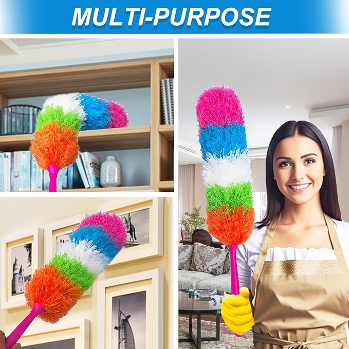2 Pack 22-Inch Rainbow Reusable Microfiber Dusters, Bendable and Washable - Image 7
