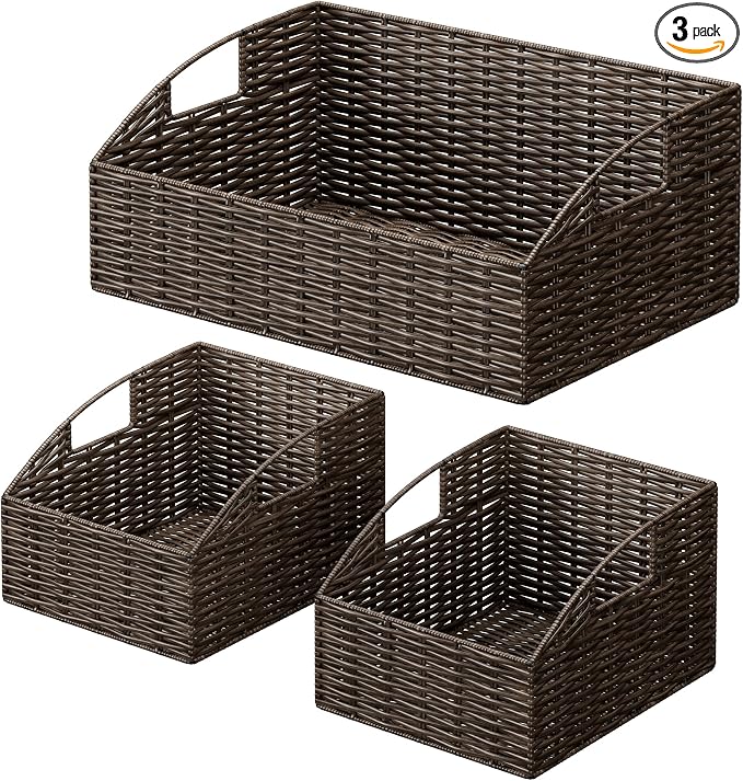 Pantry Baskets for Organizing, Wicker Basket Shelf Storage by Ollieroo