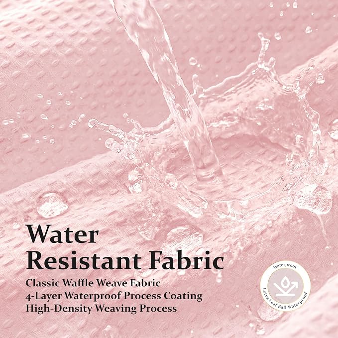 Dynamene Extra Long Waffle Shower Curtain 256 GSM Fabric 72x96 Pink - Image 8