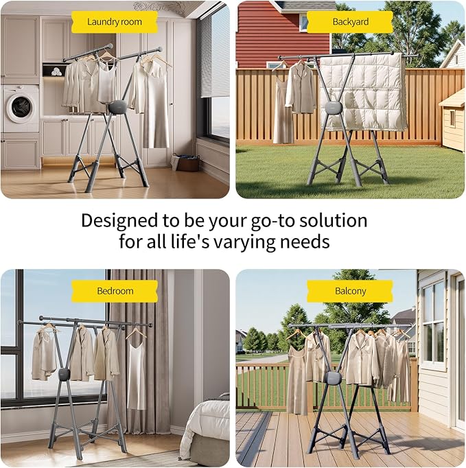 BIREN Clothes Drying Rack Heavy Duty Clothing Racks Foldable Laundry Rack Two - Image 7