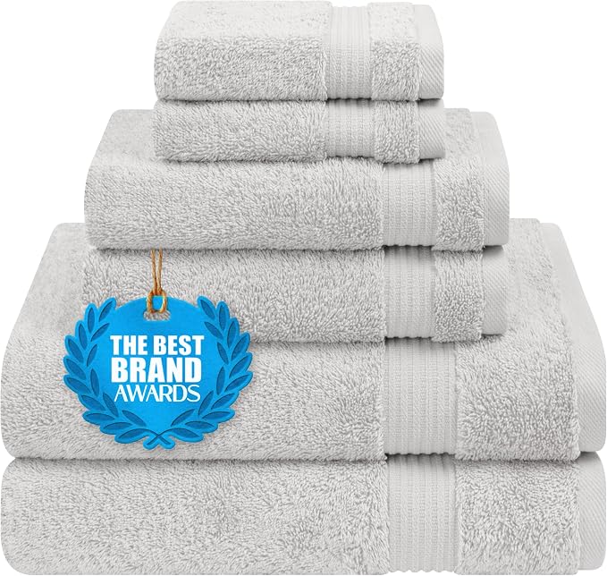 Cotton Paradise Towel Set of 6, 2 Bath Towels, 2 Hand Towels and 2 Washcloths by UNITEDHOMETEXTILE