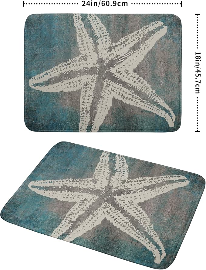 Giwawa Vintage Starfish Dish Drying Mat Coastal Beachy Nautical Drainer Rack - Image 2