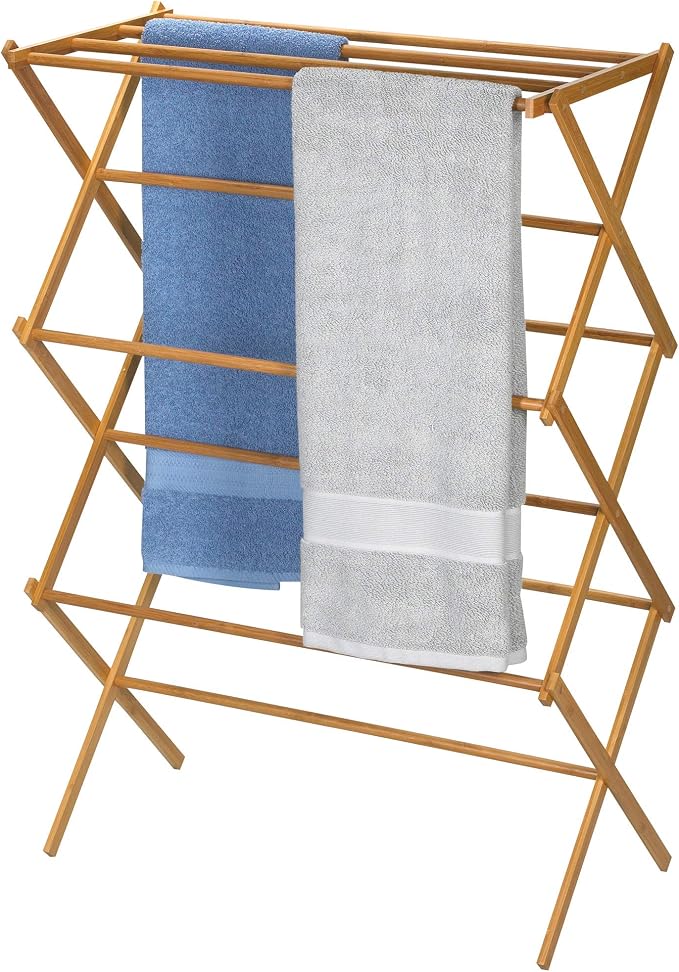 Household Essentials Bamboo Folding Clothes Drying Rack, Upscale Laundry Rack - Image 6