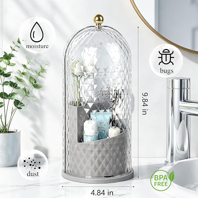 Toothbrush Holder with Cover for Bathroom Countertop, Toothpaste, Self Draining - Image 2