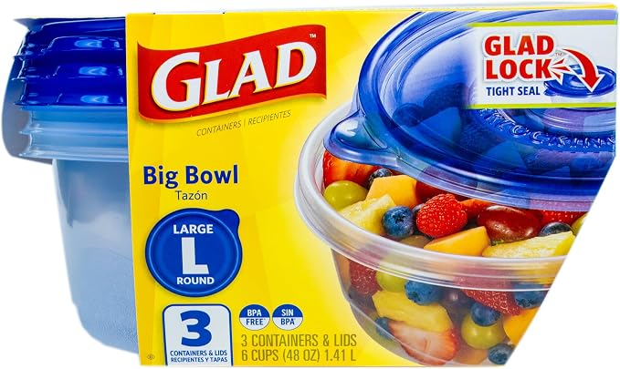 Glad GladWare Big Bowl Food Storage Containers, 48 Oz, 6-Pk | Lock-tight seal - Image 2
