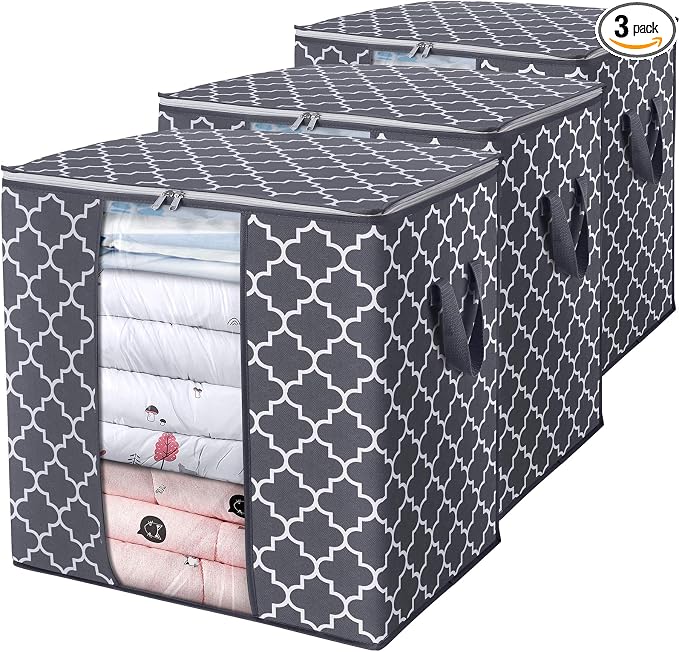 Storage Bags 3 Pack 100L Clothes Organization and Storage Containers | Large by WiseLife