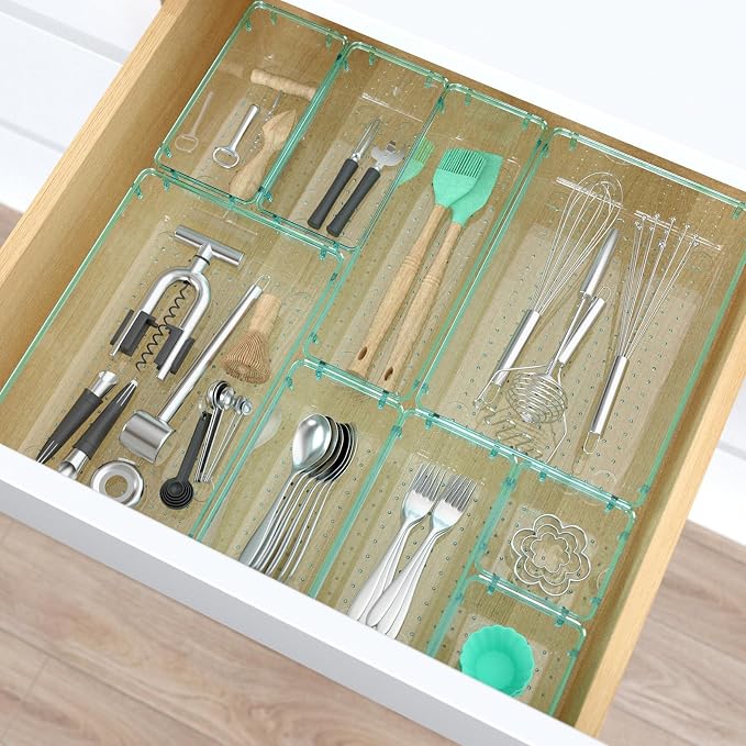 13 PCS Plastic Drawer Organizers Set, 4 Size Desk Drawer Organizer Trays | 4 - Image 6