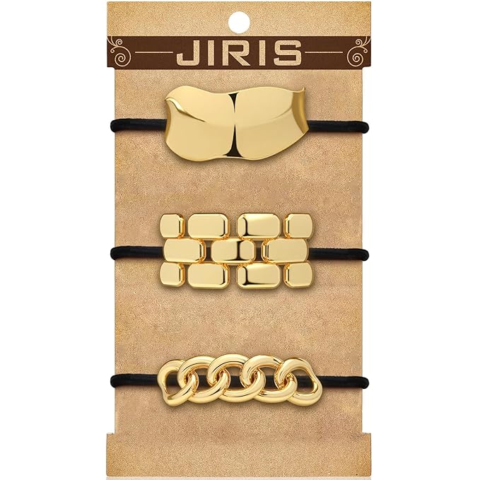 3PCS Metal Hair Tie For Women,Gold Cuffs,Metal Geometric Gold Hair Ties, Hair Accessories Stretchy and Non-Damage Ponytail Holders,Ponytail Cuff Hair Bands For Hair Styling (SET6)