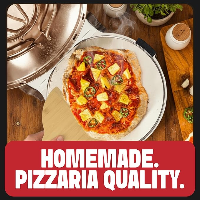 PIEZANO Crispy Crust Pizza Oven by Granitestone – 12 Inch Electric Pizza Oven Indoor Countertop Maker with Ceramic Stone Heats up to 800˚F for Delicious Stone Baked Pizzeria Style Pizza at Home