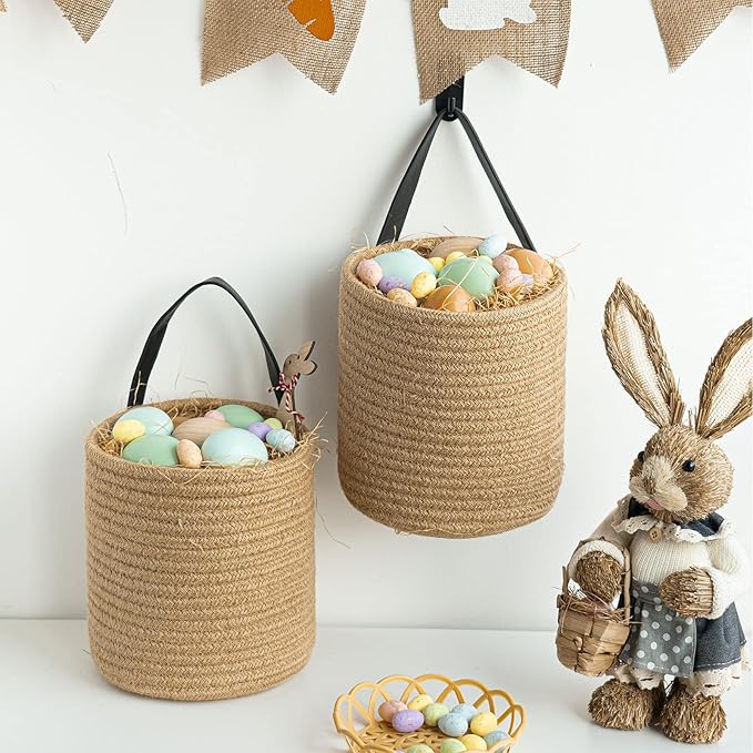 Goodpick 2 Pack Jute Wall Hanging Storage Baskets, Over Door Organizer - Image 5