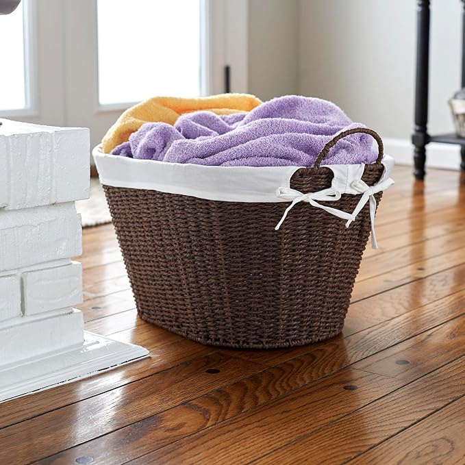 Household Essentials Paper Rope Woven Oval Laundry Basket - Image 2