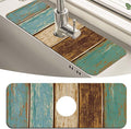 MCALK Wood Pattern Teal Kitchen Sink Faucet Mat Splash Guard, Absorbent by MCALK